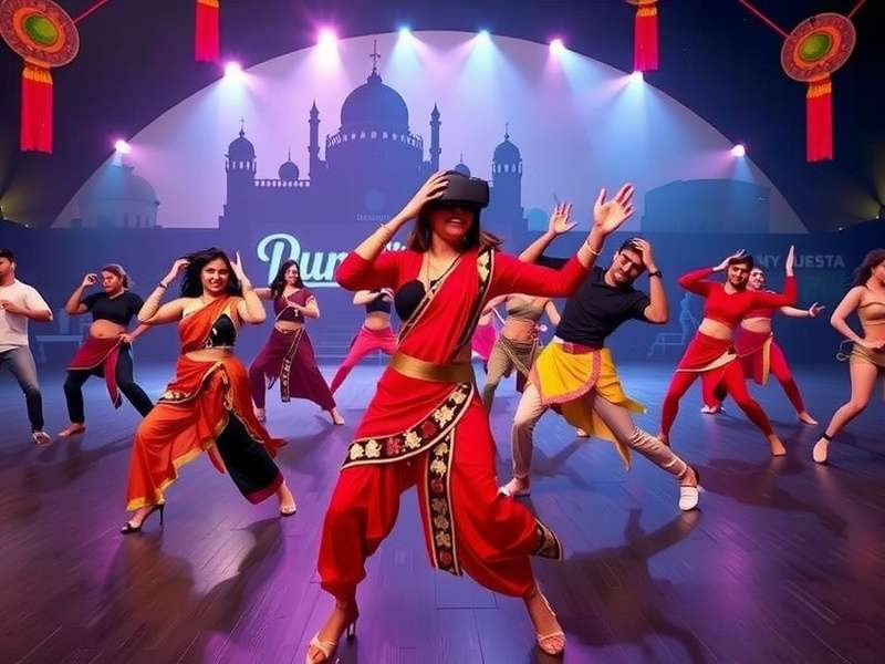 VR Bollywood Dance Wave multiplayer mode showing multiple players dancing together