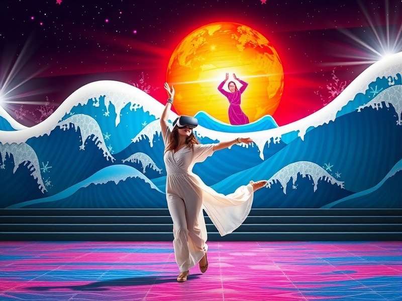 VR Bollywood Dance Wave setup showing a player with VR headset and controllers