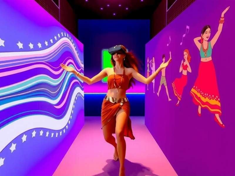VR Bollywood Dance Wave main gameplay showing a player dancing to Bollywood music in VR